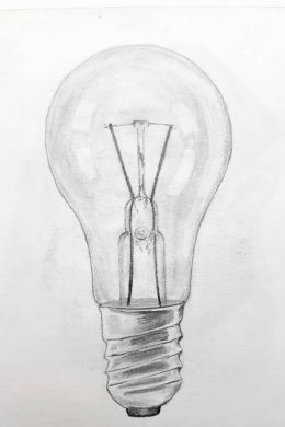 Лампочка рисунок карандашом