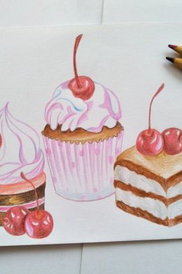 Пирожное рисунок карандашом