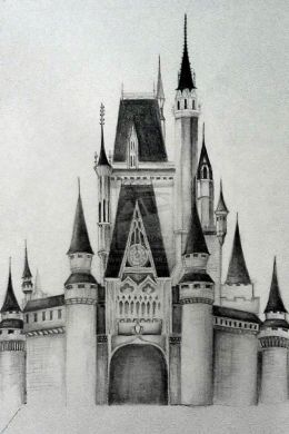 Готический замок рисунок карандашом