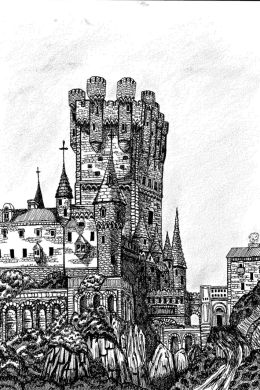 Средневековый замок рисунок карандашом