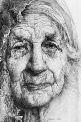 Портрет дедушки карандашом