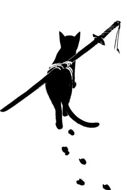 Кот самурай эскиз
