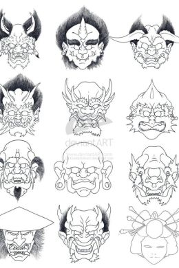 Японские маски демонов эскизы