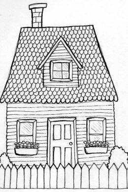 Деревенский дом рисунок карандашом