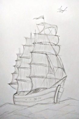Корабль нарисованный карандашом