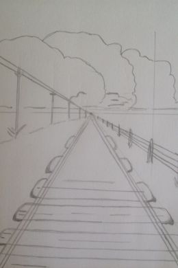 Железная дорога рисунок карандашом