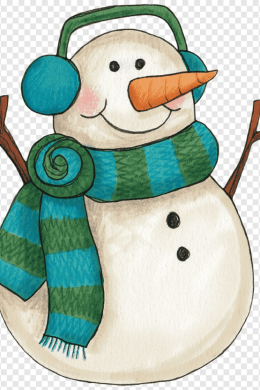 Снеговик нарисованный карандашом
