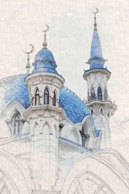 Казанский кремль рисунок карандашом