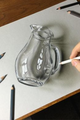 Стеклянная бутылка карандашом