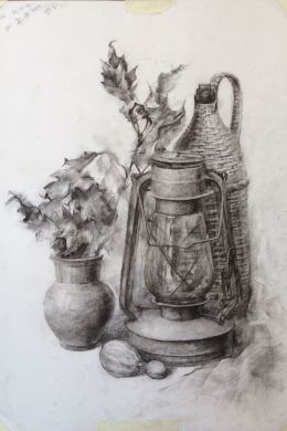 Керосиновая лампа рисунок карандашом