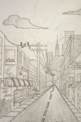 Современный город рисунок карандашом