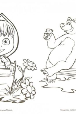 Маша и медведь карандашом