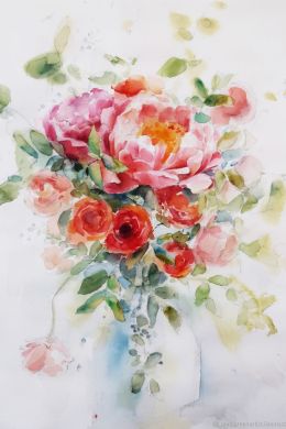 Рисунок букет цветов акварелью
