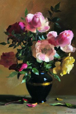 Натюрморт цветы в вазе маслом