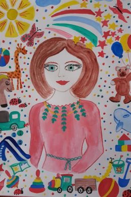 Портрет мамы рисунок детский красками