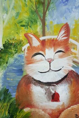 Рисунок кота гуашью