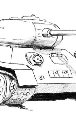 Легкий рисунок танка для срисовки