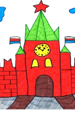 Рисунок спасская башня для детей