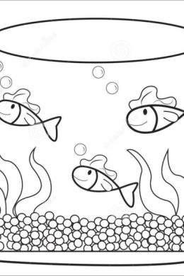 Аквариум карандашом с рыбками рисунок