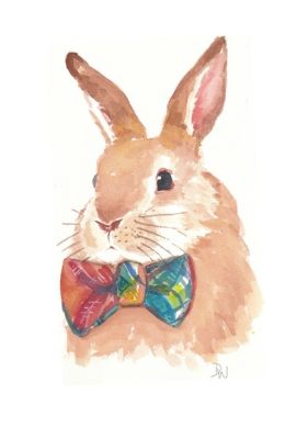 Рисунок кролик акварелью
