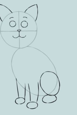 Поэтапный рисунок кота