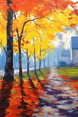 Осенний пейзаж рисунок гуашью