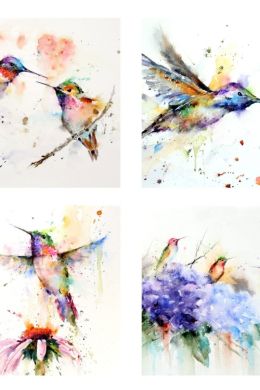 Птицы рисунок акварелью