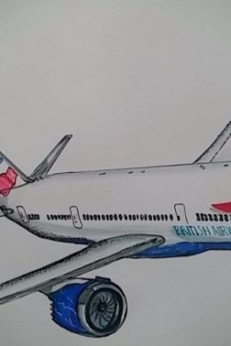 Рисунок самолета поэтапно