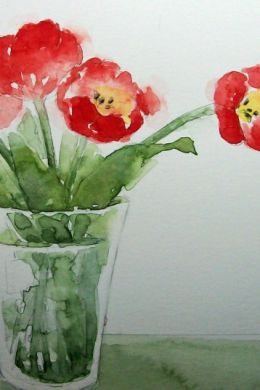 Рисунок красками ваза с цветами для детей