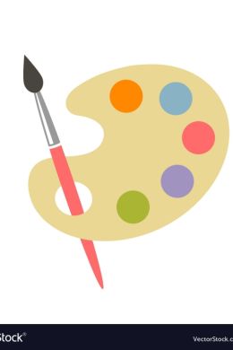 Рисунок палитры с красками и кисточками