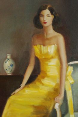 Дама в желтом живопись