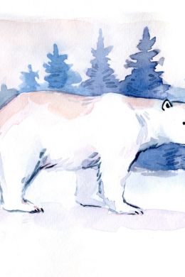 Рисунок белый медведь гуашью