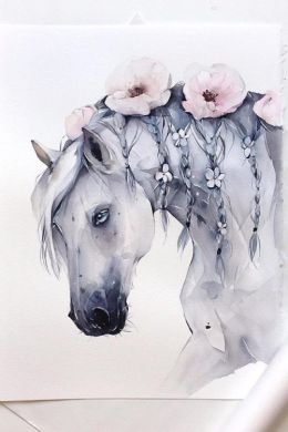 Рисунок лошади акварелью