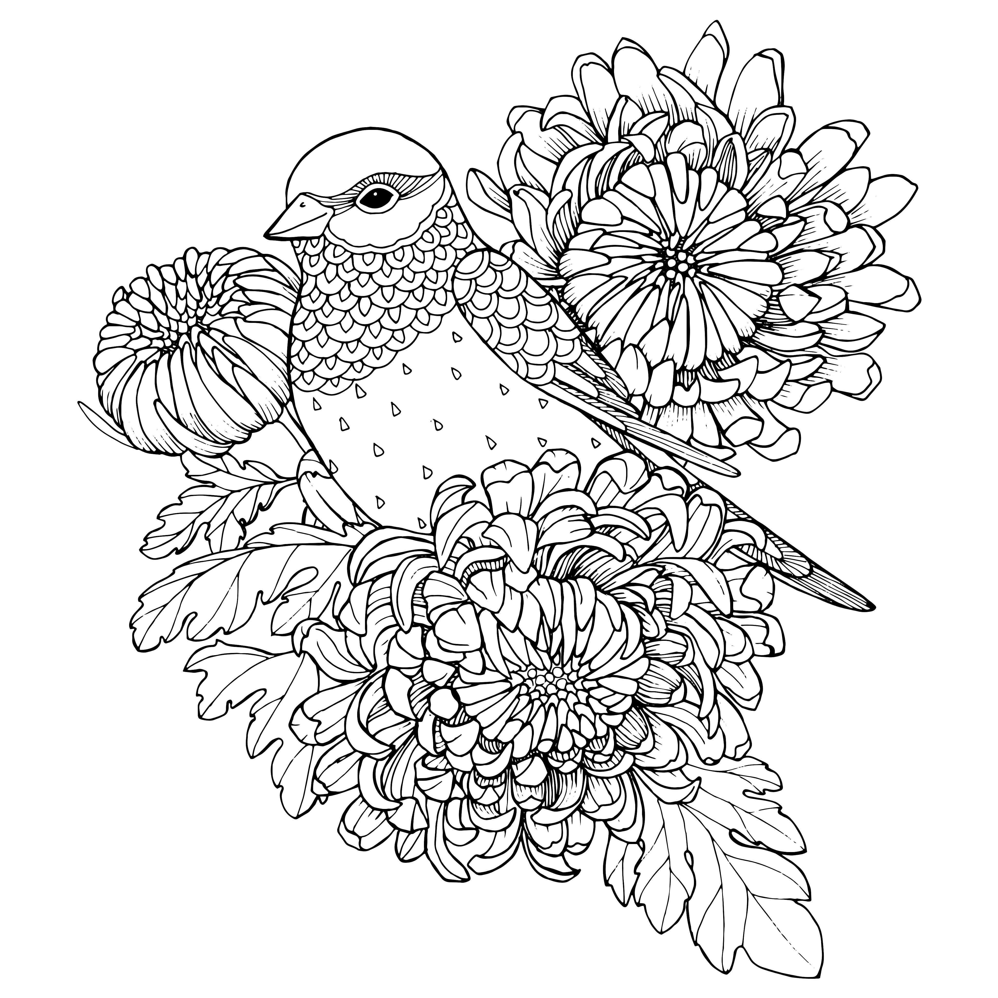 Раскраски антистресс птицы и цветы
