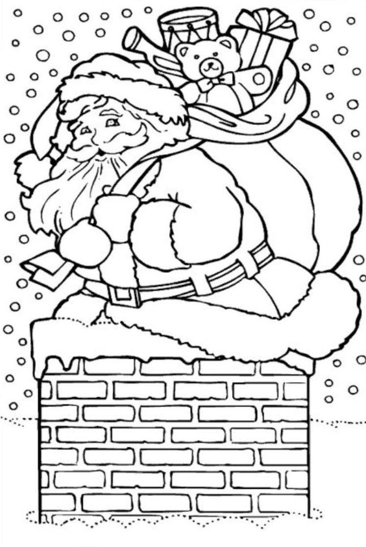 Раскраска Санта Клаус в трубе