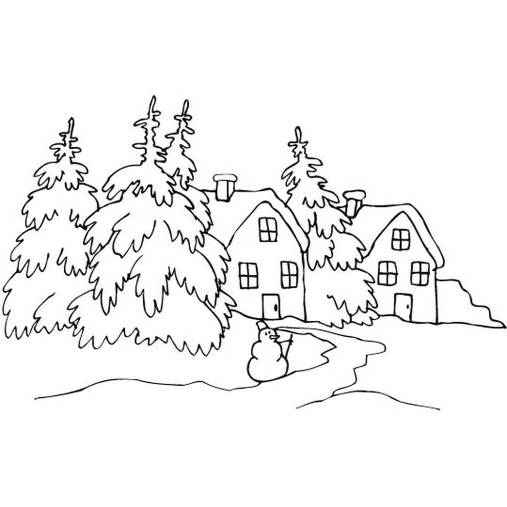 Эскиз рисунка на тему зима