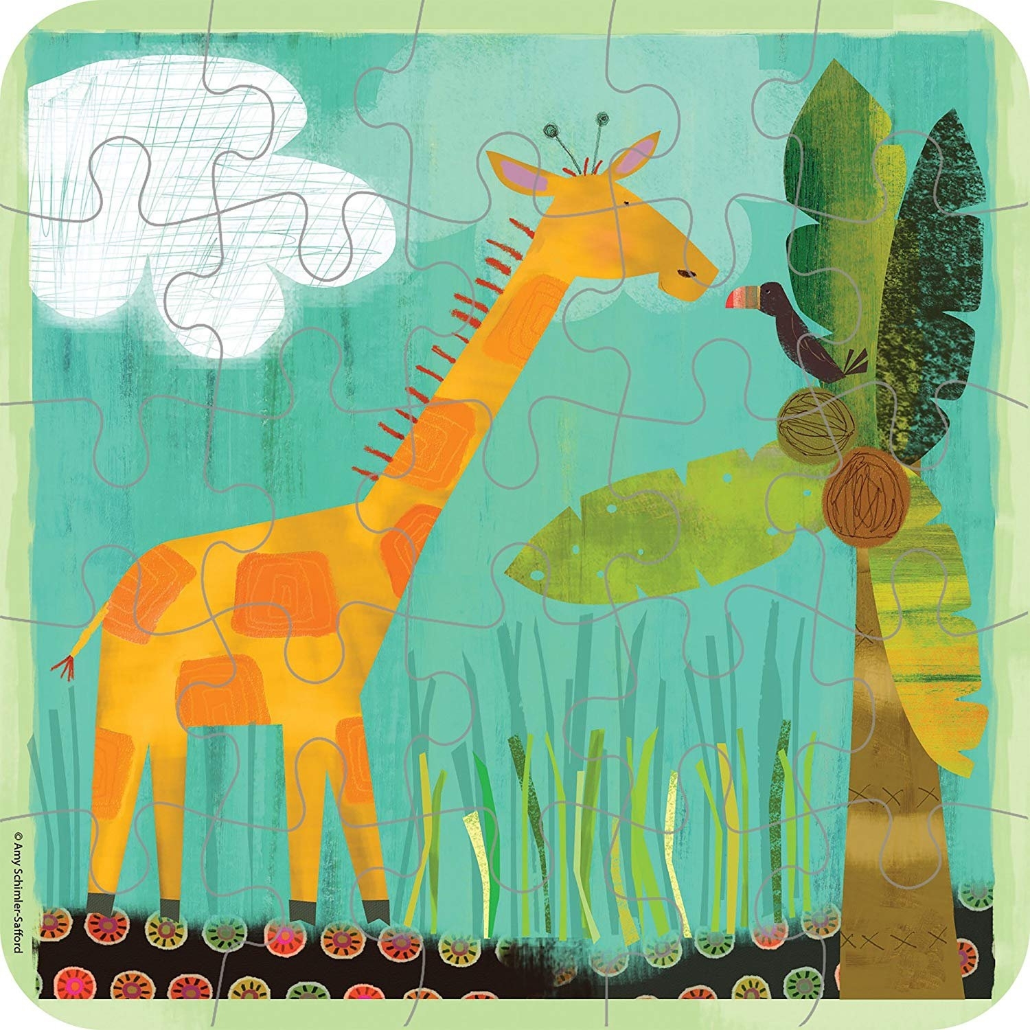 Жираф красками для детей