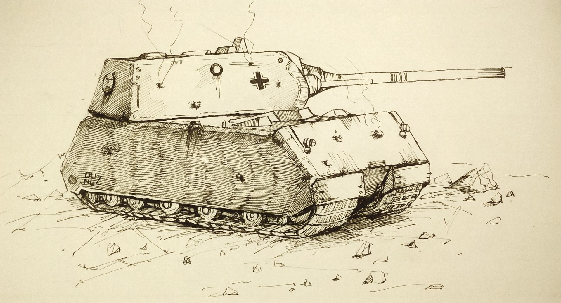 Как нарисовать танк maus