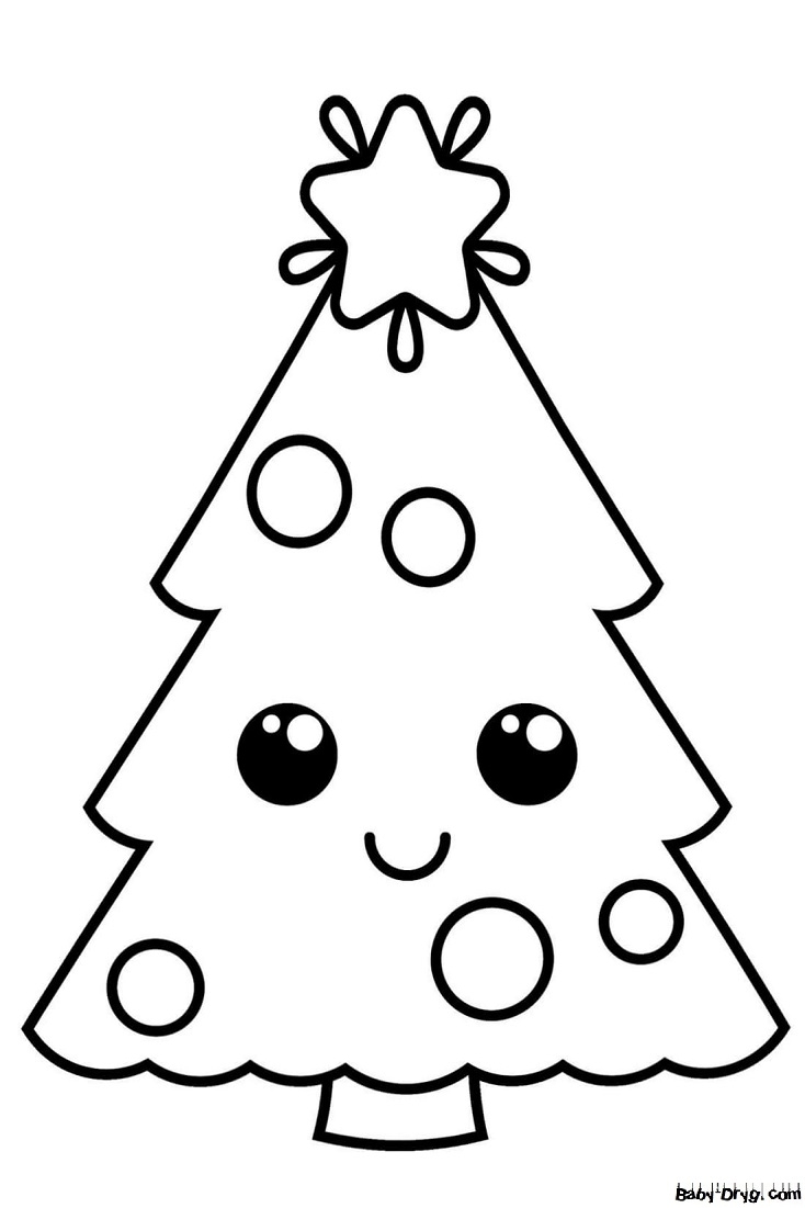 Раскраска для малышей новогодняя елка с шарами распечатать
