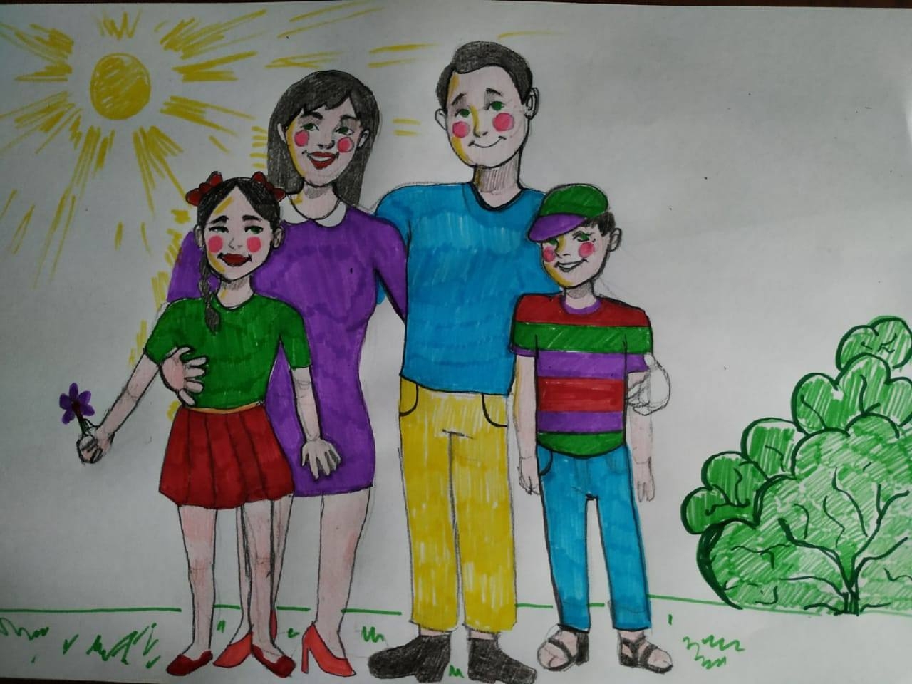 Многодетная семья рисунок схематично