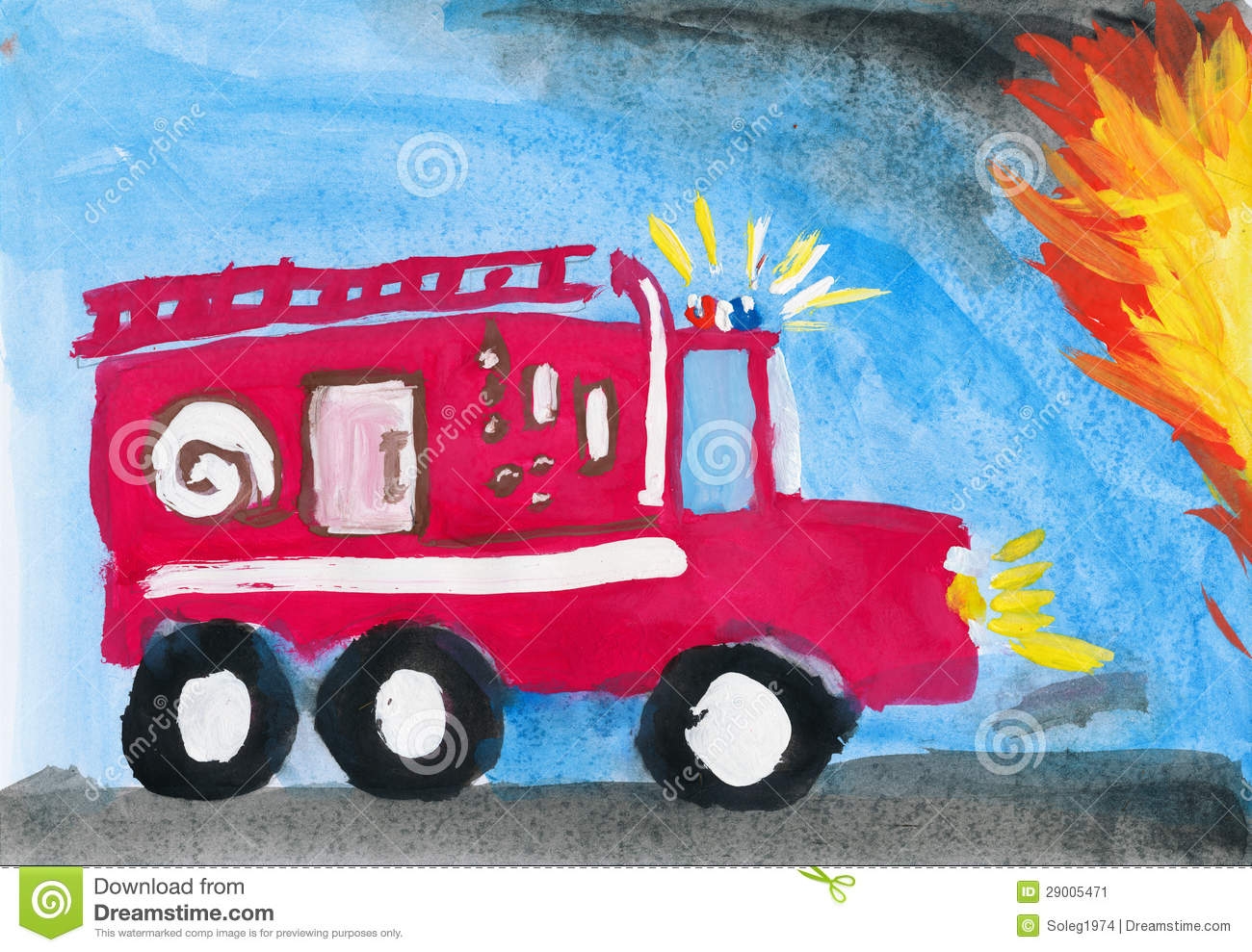 Рисование пожарная машина в старшей группе