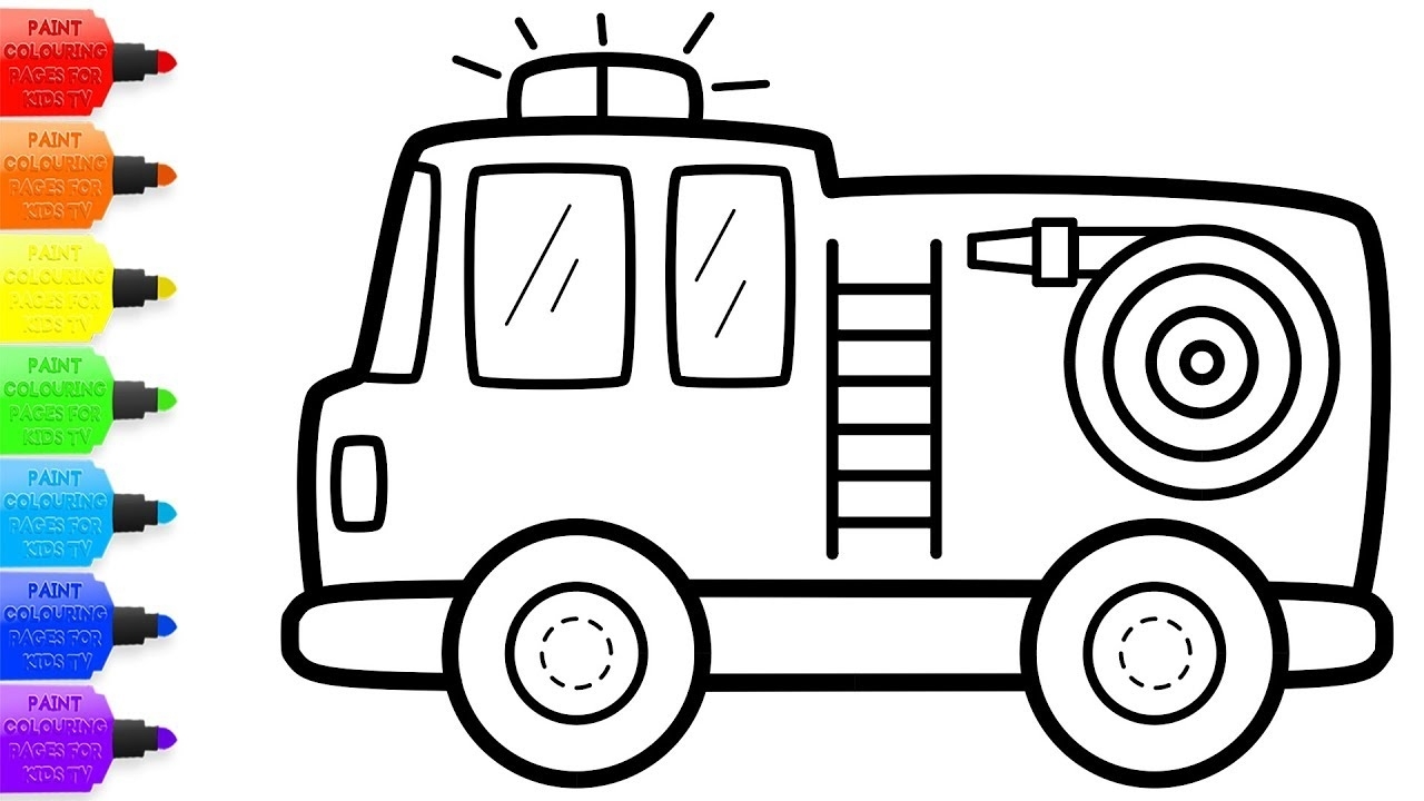 Пожарная машина шаблон для рисования