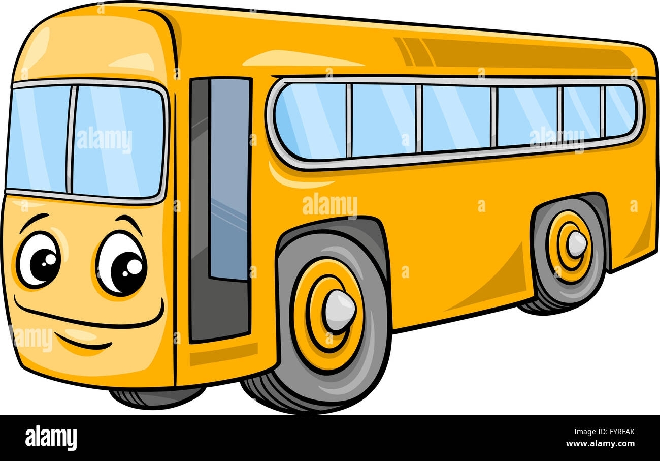Рисованный веселый автобус