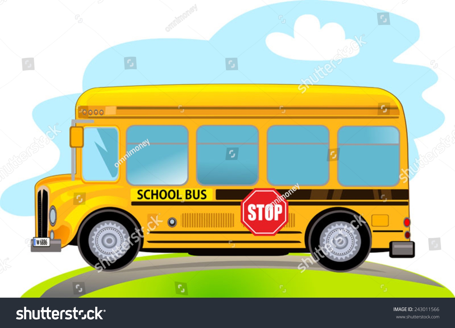 Школьный автобус боком