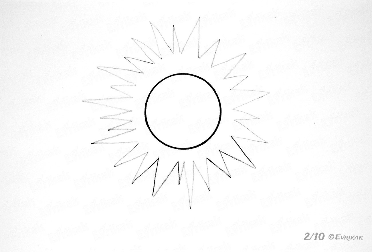 Солнышко рисунок карандашом