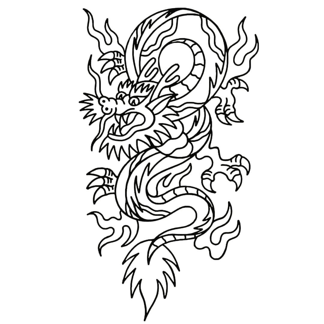 Китайский дракон эскиз простой