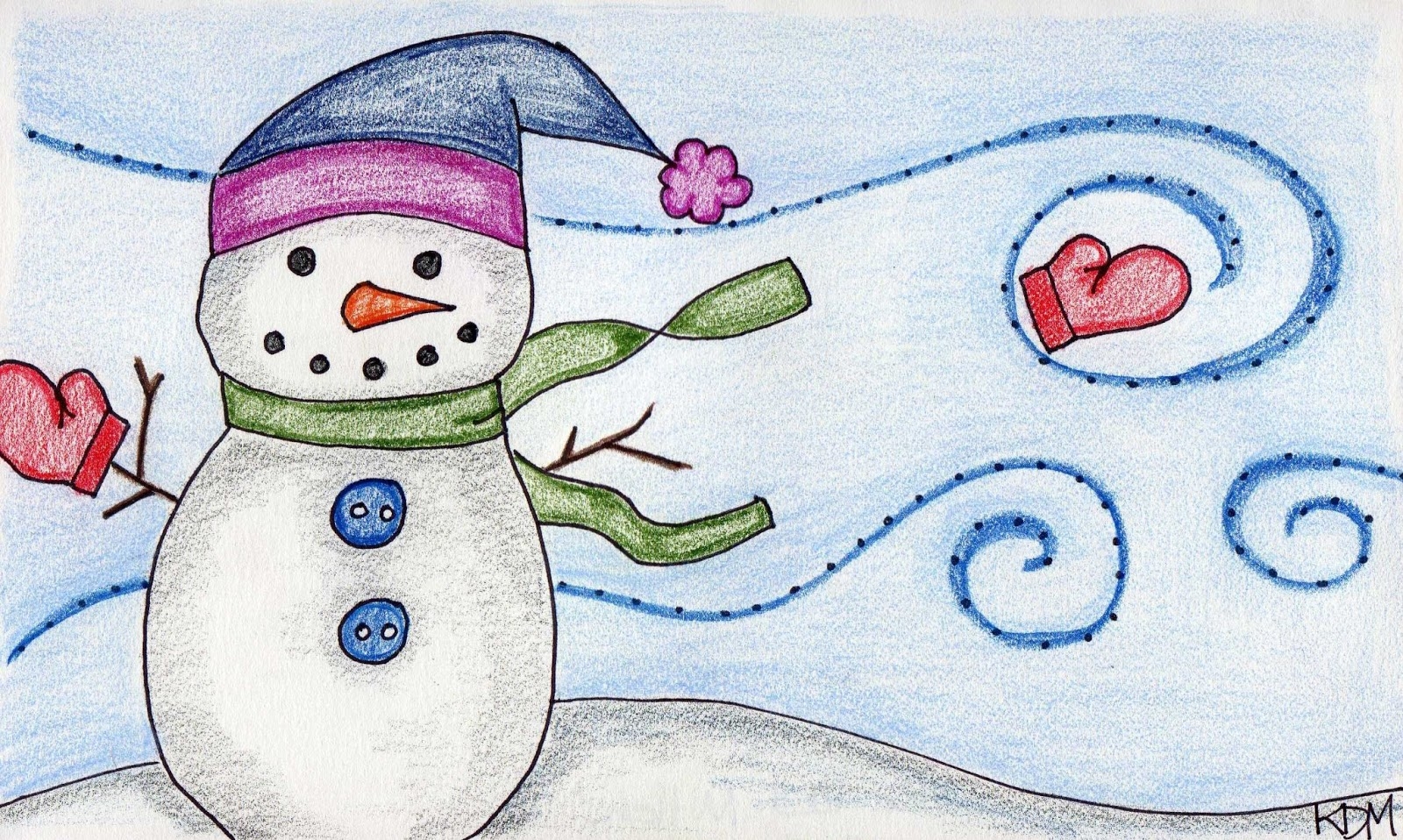 Рисование 1 класс зима Снеговик