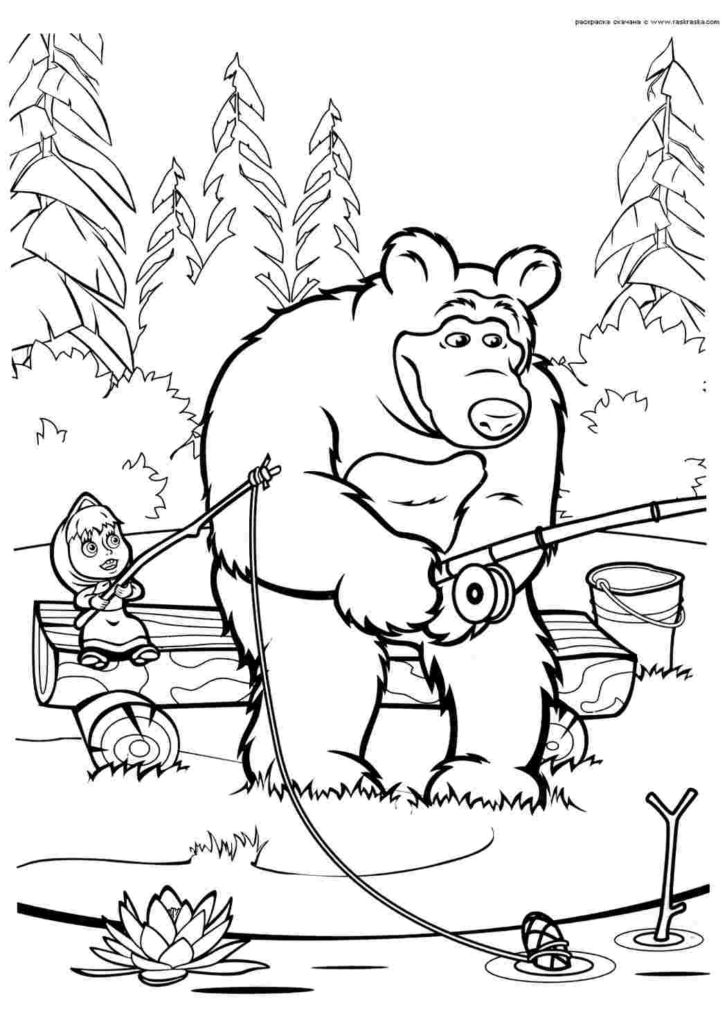 Мужик и медведь. Раскраска (729)