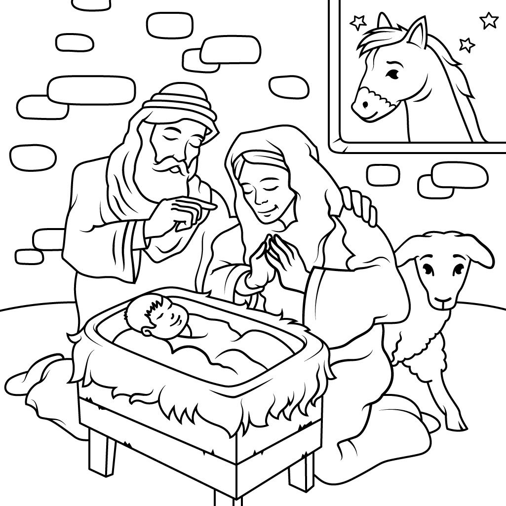 Мария и Иосиф раскраска для детей
