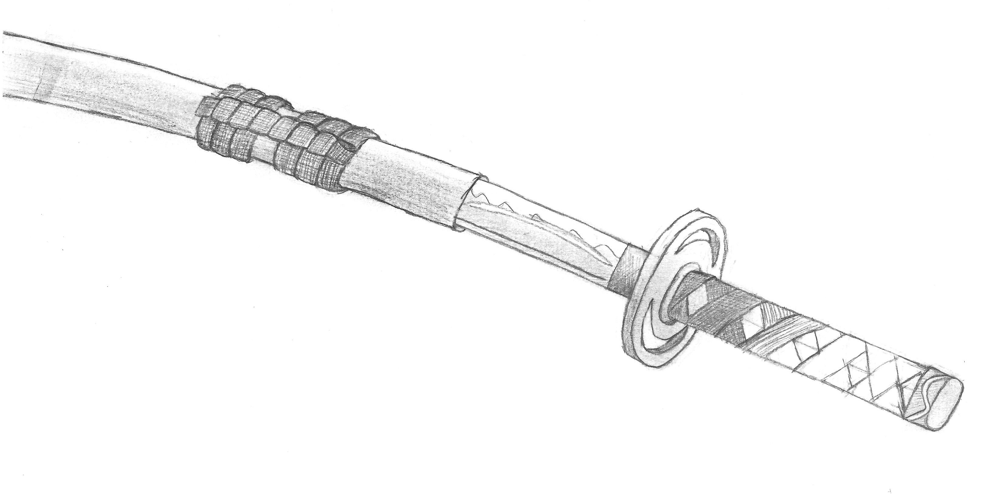 Катана нарисовать карандашом